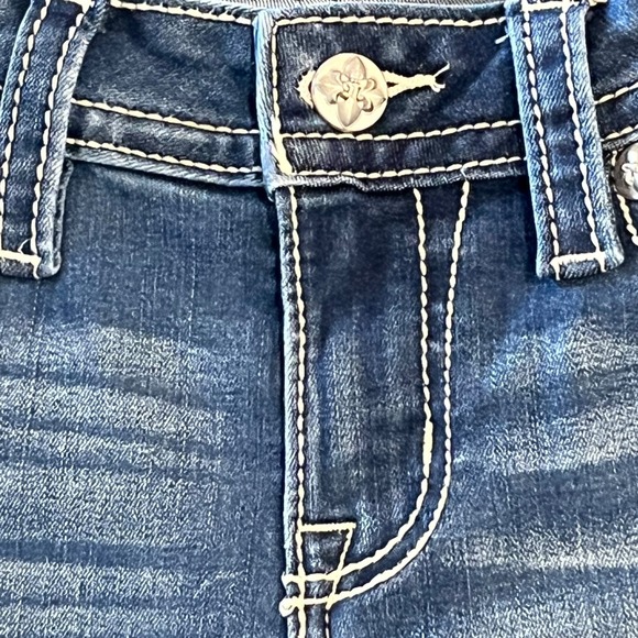 Miss Me Mid Rise Boot Jeans Womens 27 x32 Cowgirl Rodeo Embroidered Rhinestone - Picture 8 of 14